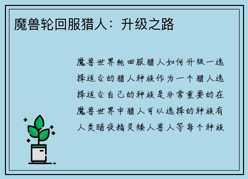 魔兽轮回服猎人：升级之路